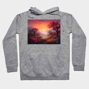 Spring landscape with a beautiful flowering trees. Hoodie